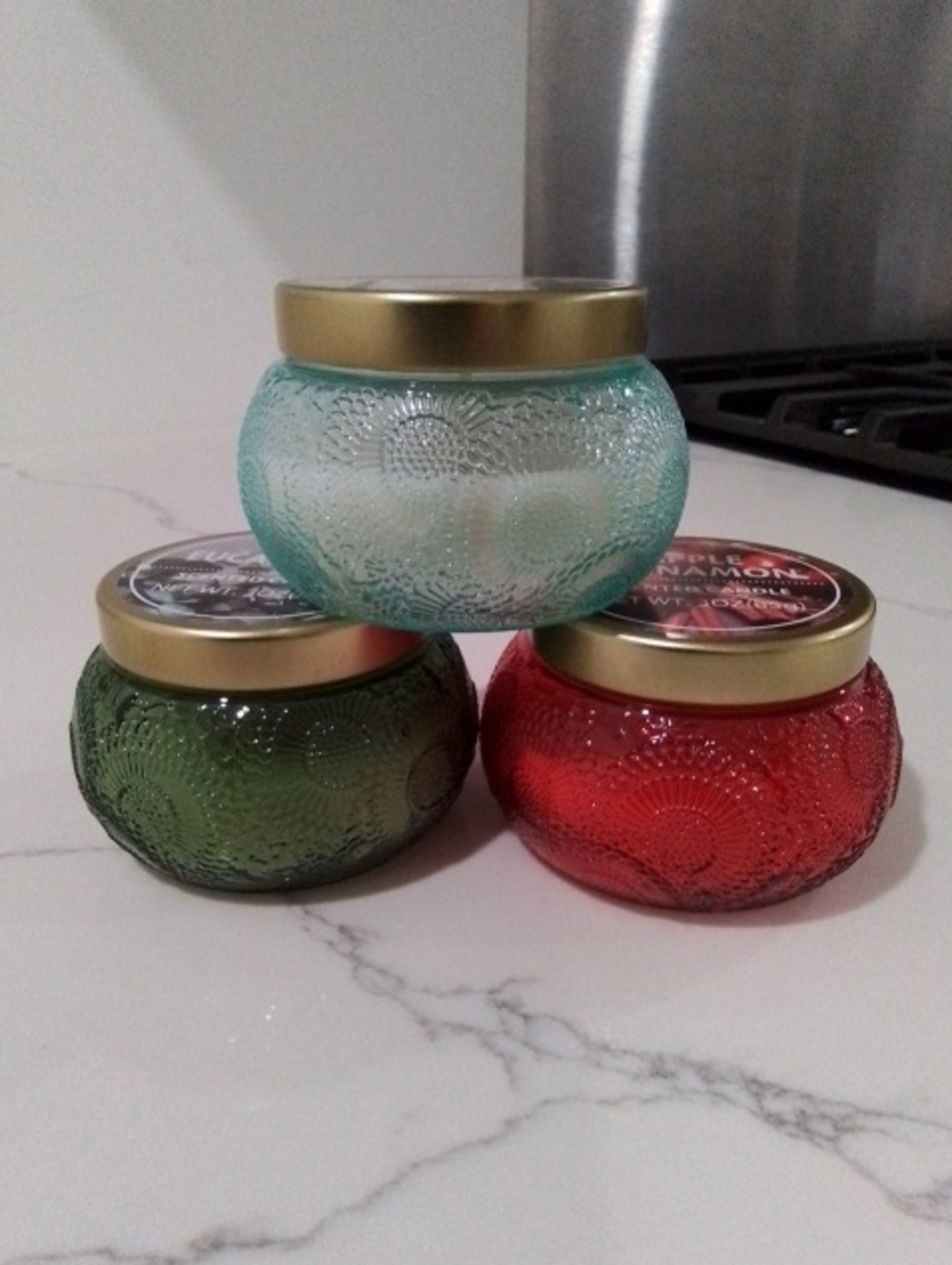 Decorative Glass Jar Candle - Red, Green, Teal - Home Accents